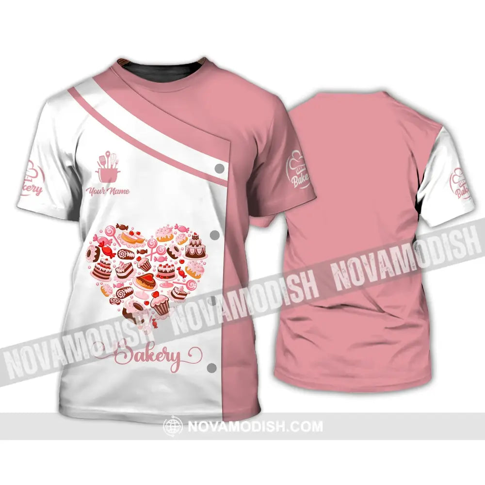 Unisex Shirt - Custom Name Shirt - Bakery Pink Heart T-Shirt / S T-shirt