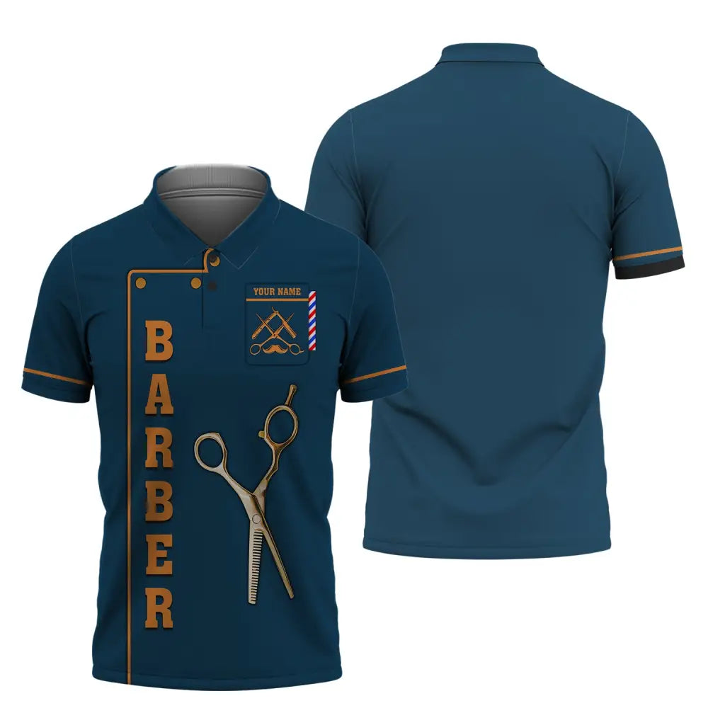Unisex Shirt Custom Name Barber For Hairstylists Polo / S T-Shirt