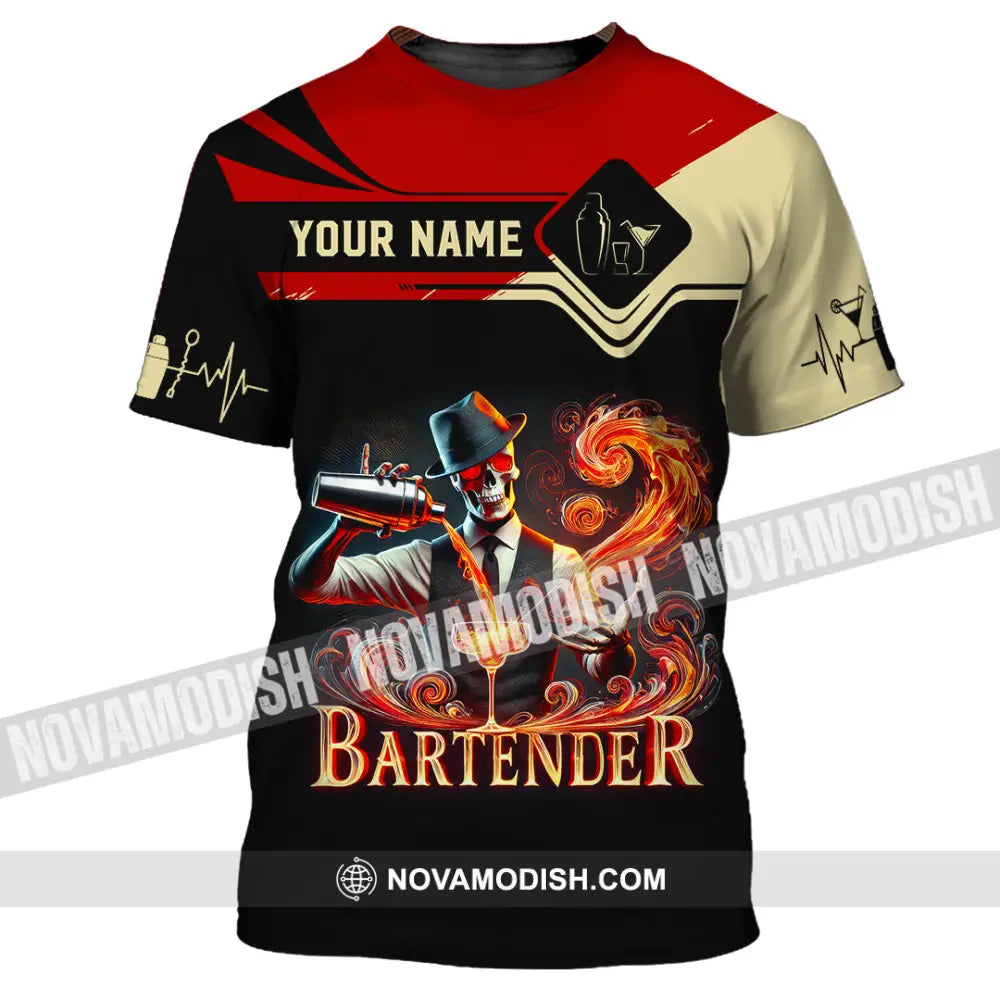 Unisex Shirt Custom Name Bartender Christmas Gift T-Shirt / S T-Shirt