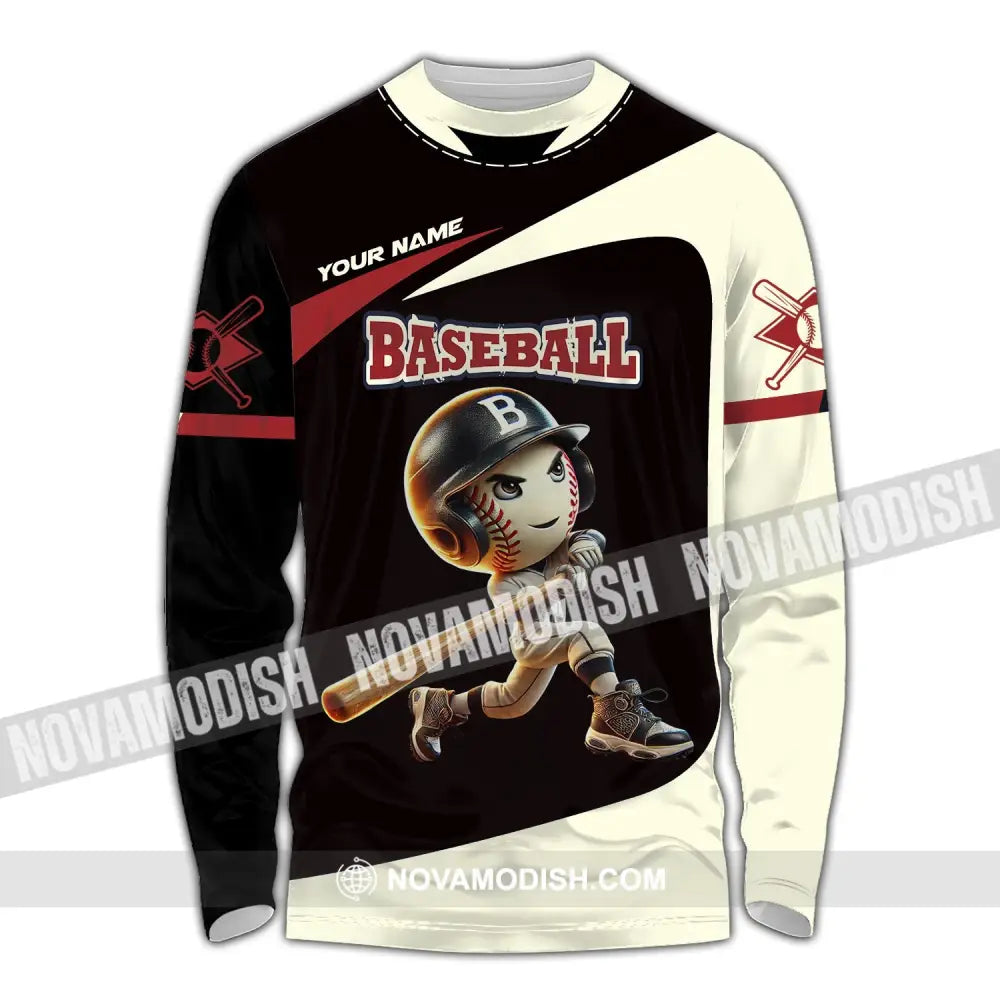 Unisex Shirt - Custom Name Baseball Long Sleeve / S T-Shirt