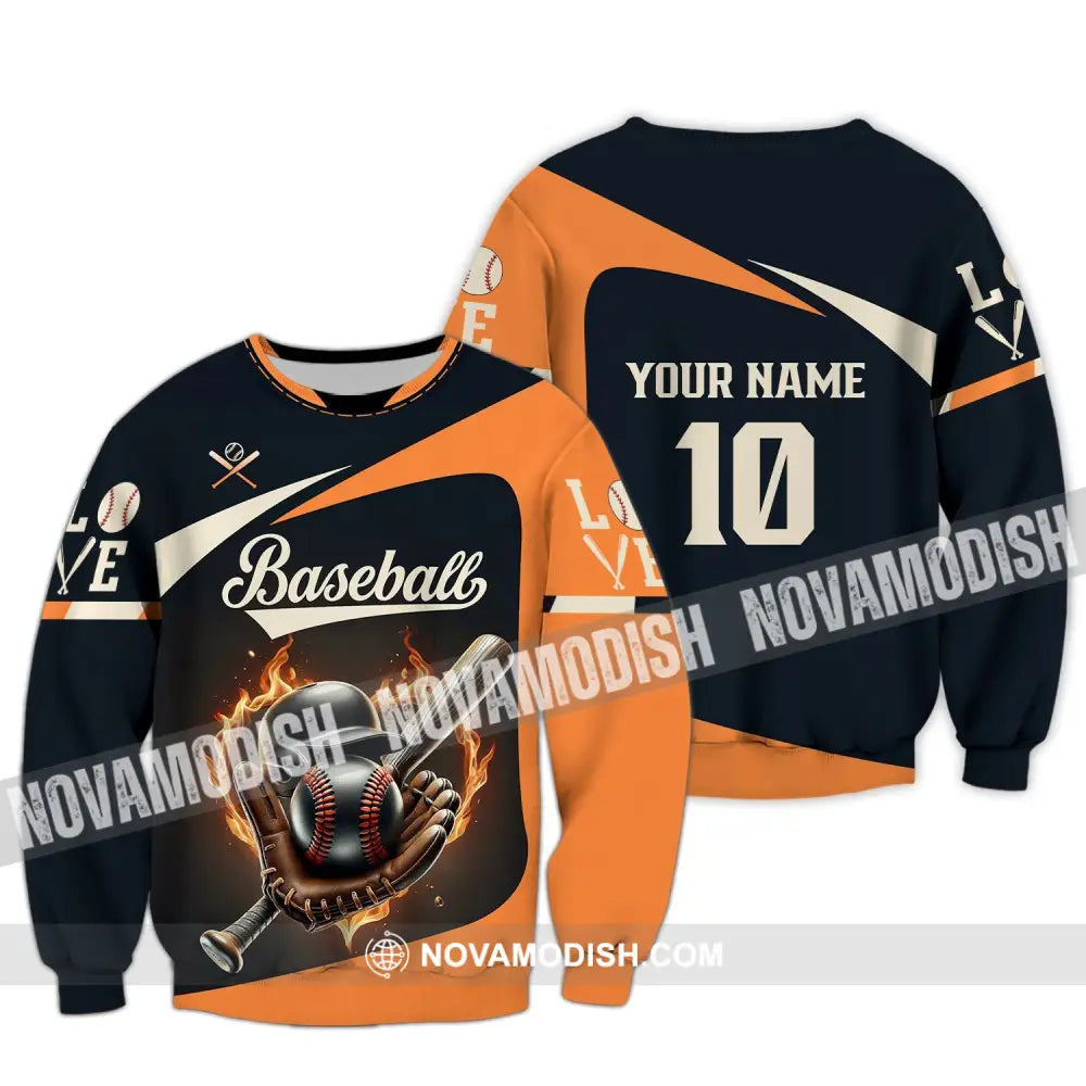 Unisex Shirt - Custom Name Baseball Long Sleeve / S T-Shirt