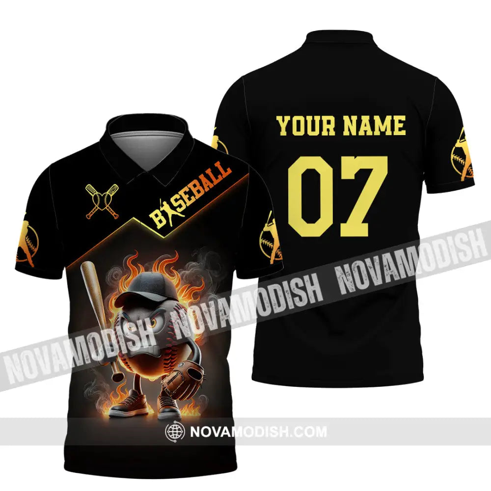 Unisex Shirt Custom Name Baseball Polo Long Sleeve Gift / S T-Shirt