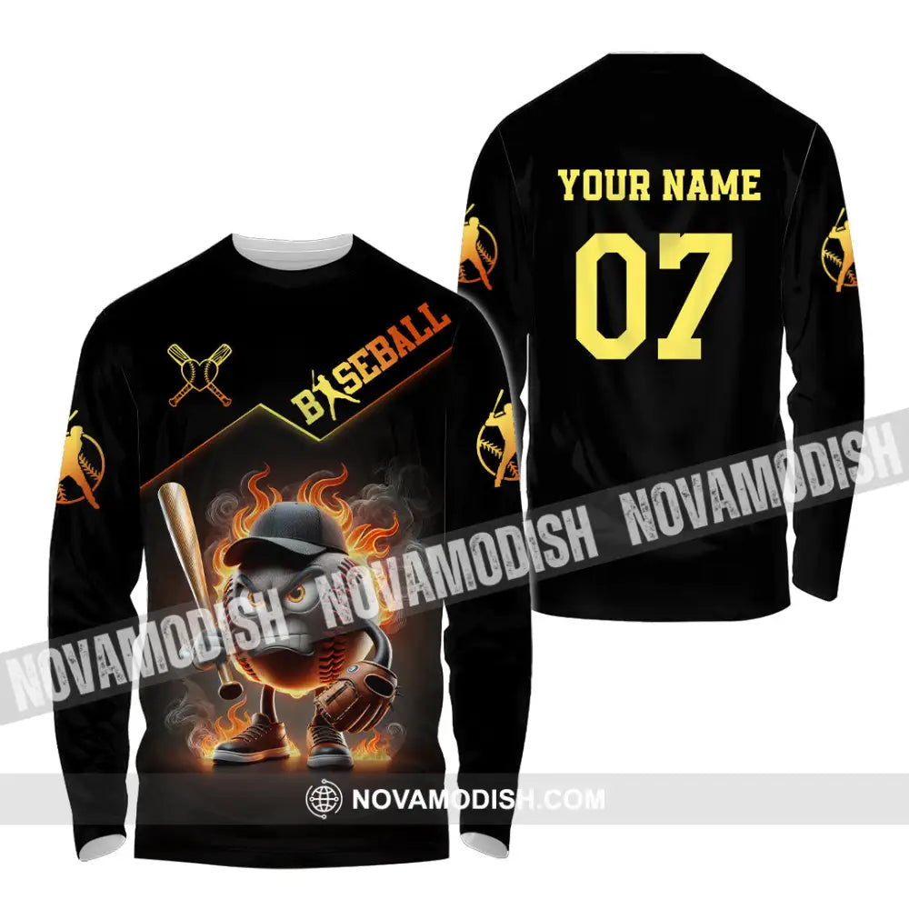Unisex Shirt Custom Name Baseball Polo Long Sleeve Gift / S T-Shirt