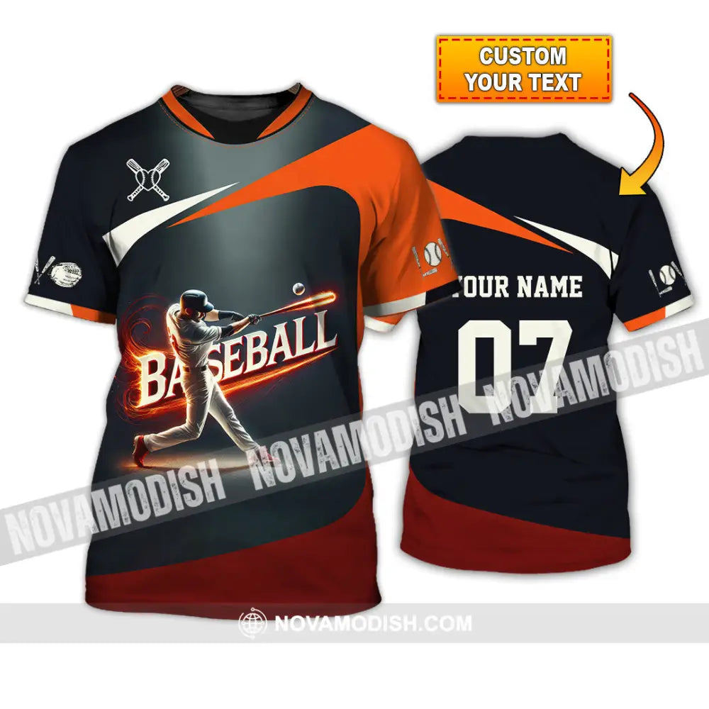 Unisex Shirt Custom Name Baseball Polo Long Sleeve Gift T-Shirt