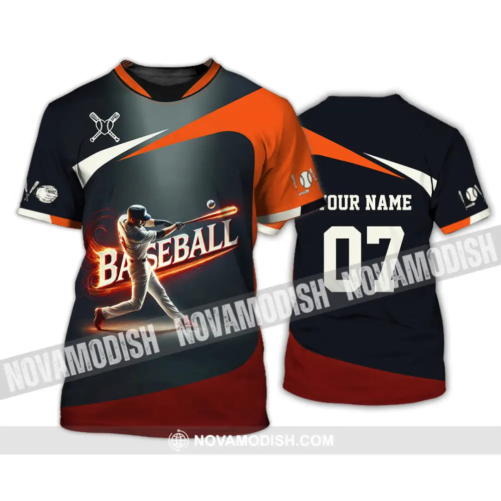 Unisex Shirt Custom Name Baseball Polo Long Sleeve Gift T-Shirt / S T-Shirt