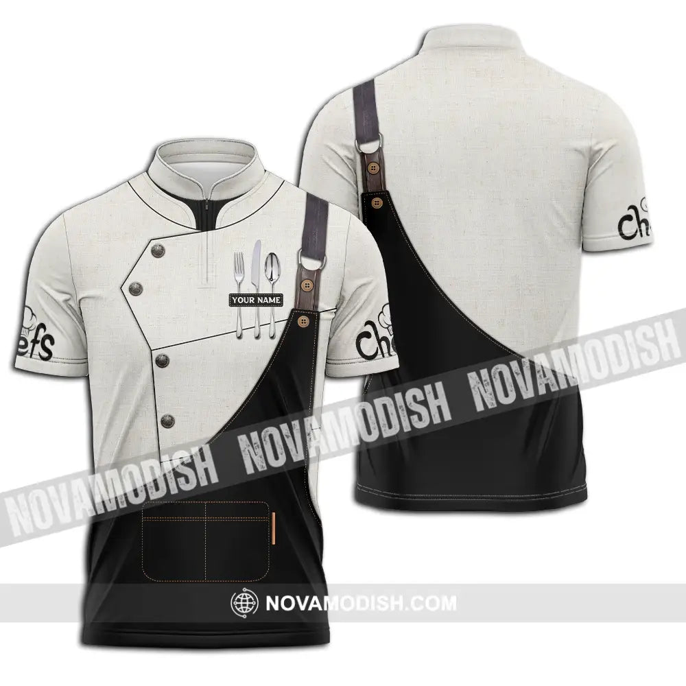 Unisex Shirt - Custom Name Basic Chefs Shirt Zipper Polo Shirt / S T-shirt