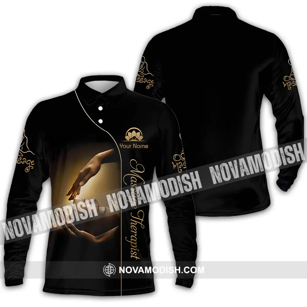 Unisex Shirt - Custom Name Basic Shirt Massage Therapist Long Sleeve Polo / S T-shirt
