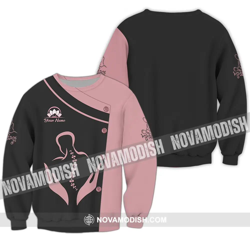 Unisex Shirt - Custom Name Basic Shirt Massage Therapist Lotus Long Sleeve / S T-shirt