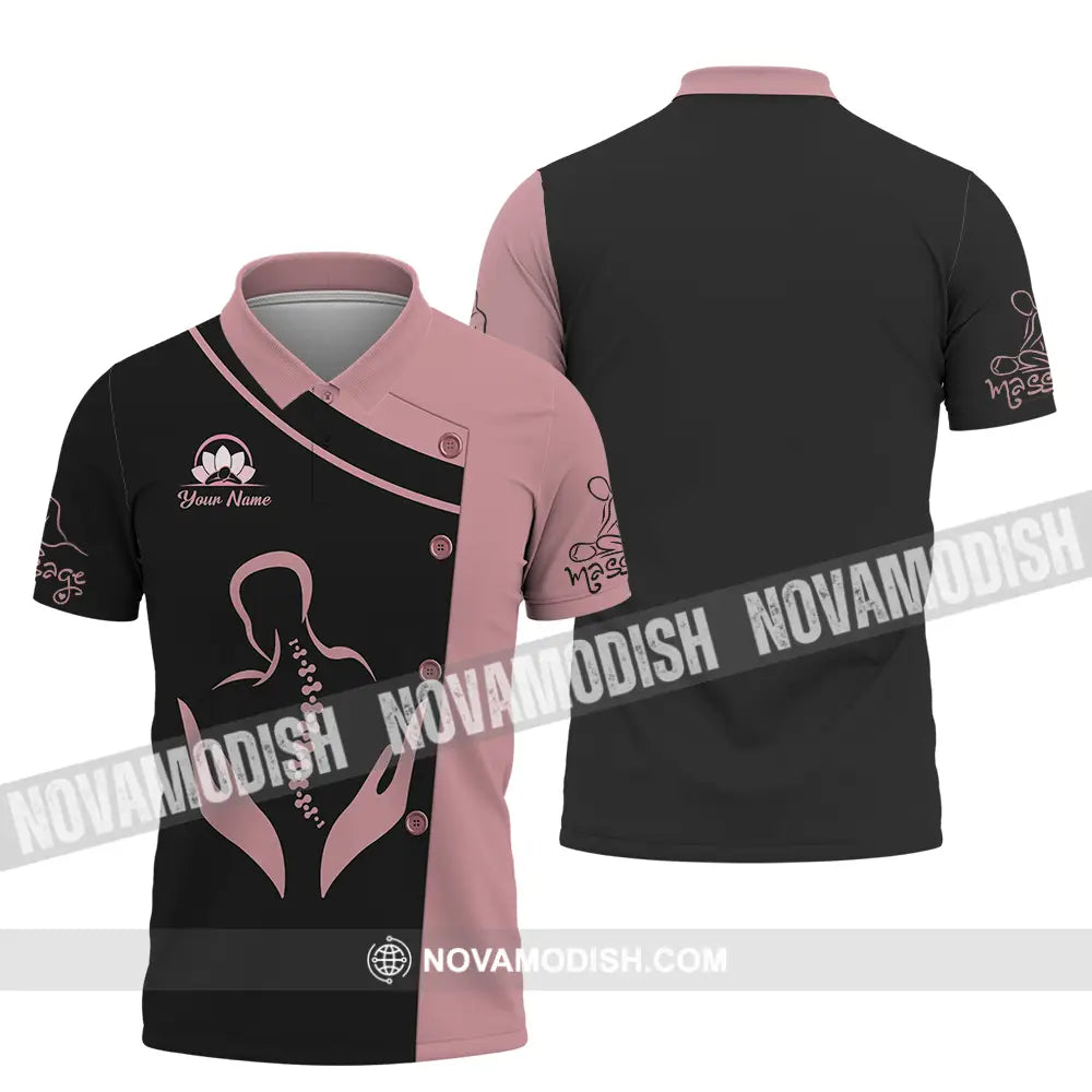 Unisex Shirt - Custom Name Basic Shirt Massage Therapist Lotus Polo Shirt / S T-shirt