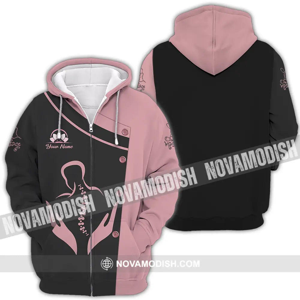 Unisex Shirt - Custom Name Basic Shirt Massage Therapist Lotus Zipper Hoodie / S T-shirt