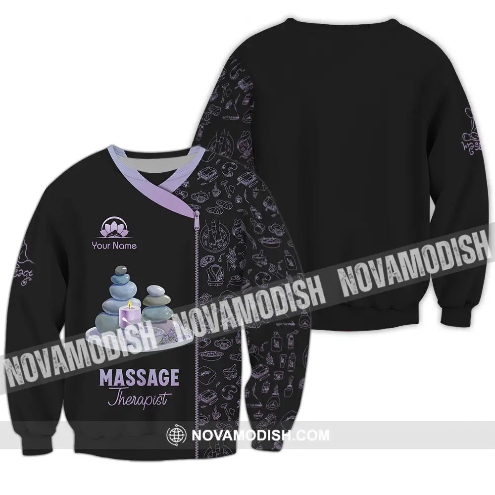 Unisex Shirt - Custom Name Basic Shirt Massage Therapist Stone Long Sleeve / S T-shirt