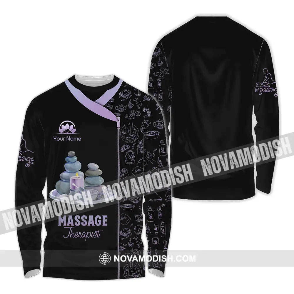 Unisex Shirt - Custom Name Basic Shirt Massage Therapist Stone Long Sleeve Shirt / S T-shirt