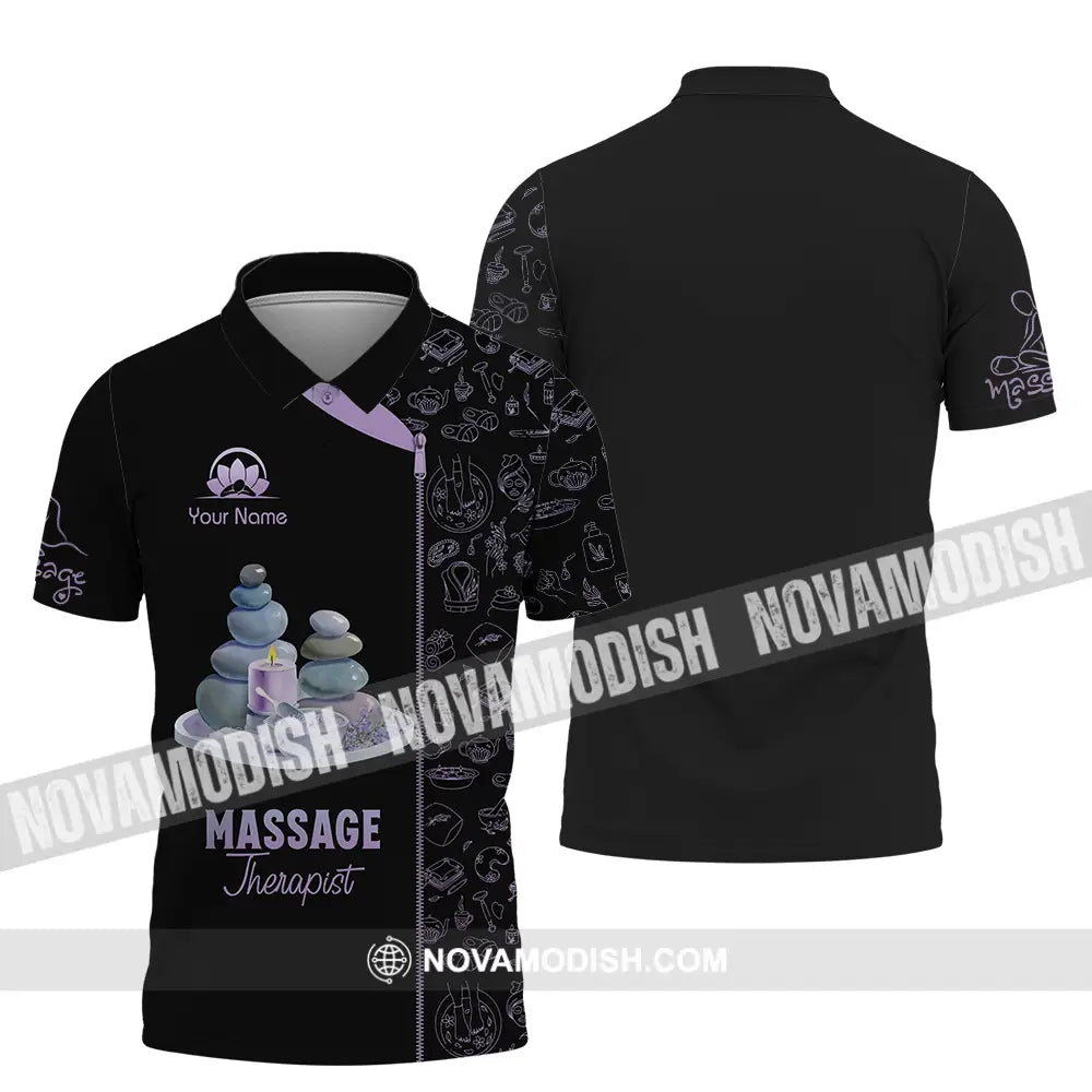 Unisex Shirt - Custom Name Basic Shirt Massage Therapist Stone Polo Shirt / S T-shirt