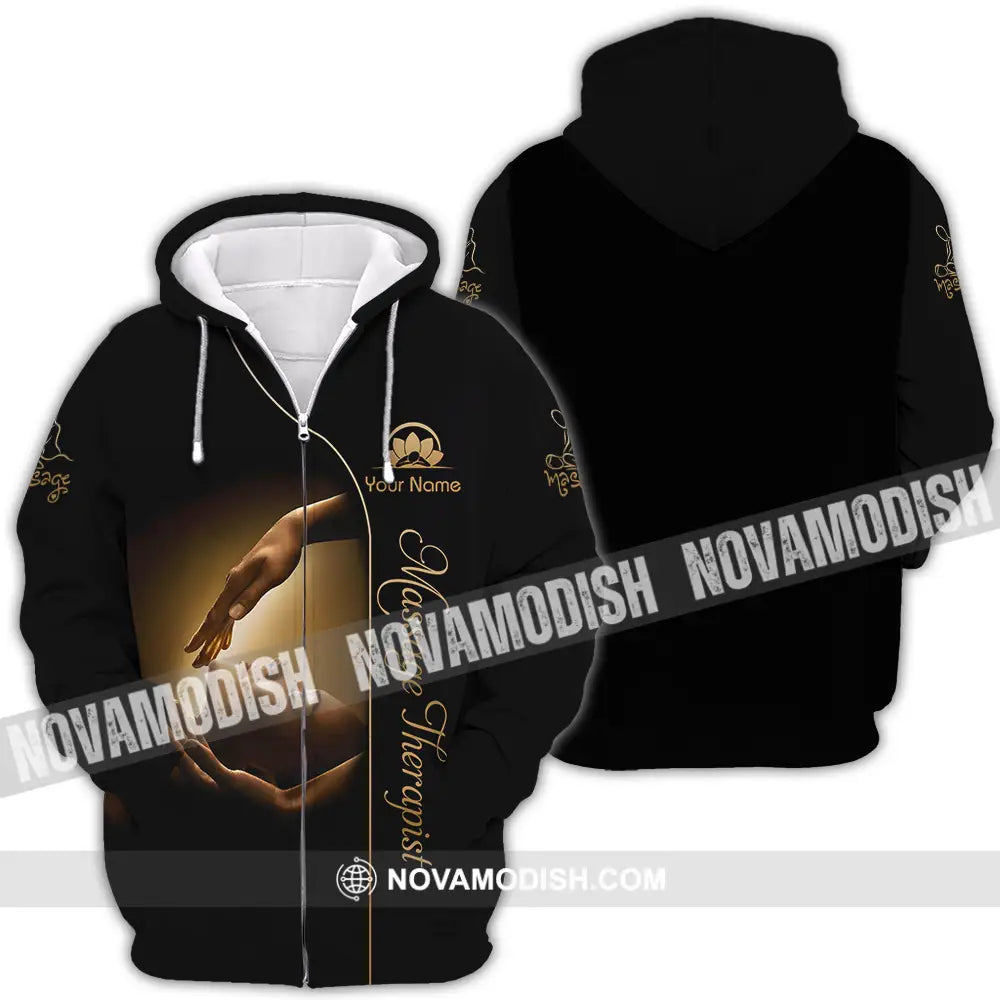 Unisex Shirt - Custom Name Basic Shirt Massage Therapist Zipper Hoodie / S T-shirt