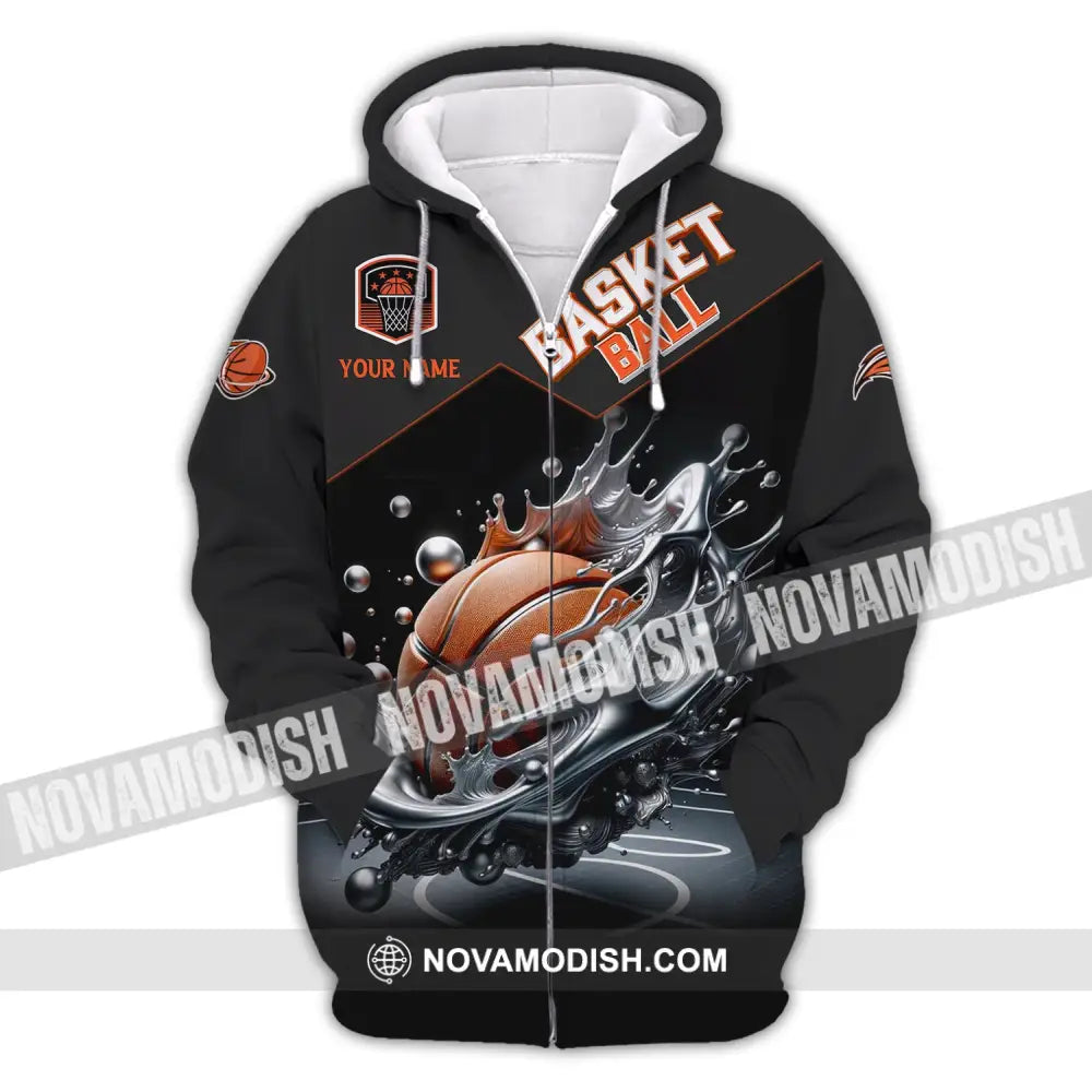 Unisex Shirt Custom Name Basketball Club Uniform T-Shirt Zipper Hoodie / S