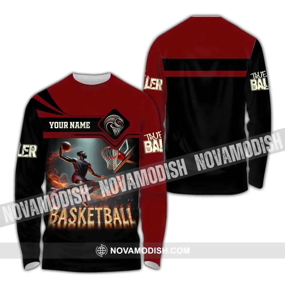 Unisex Shirt Custom Name Basketball Polo Long Sleeve Love T-Shirt / S T-Shirt