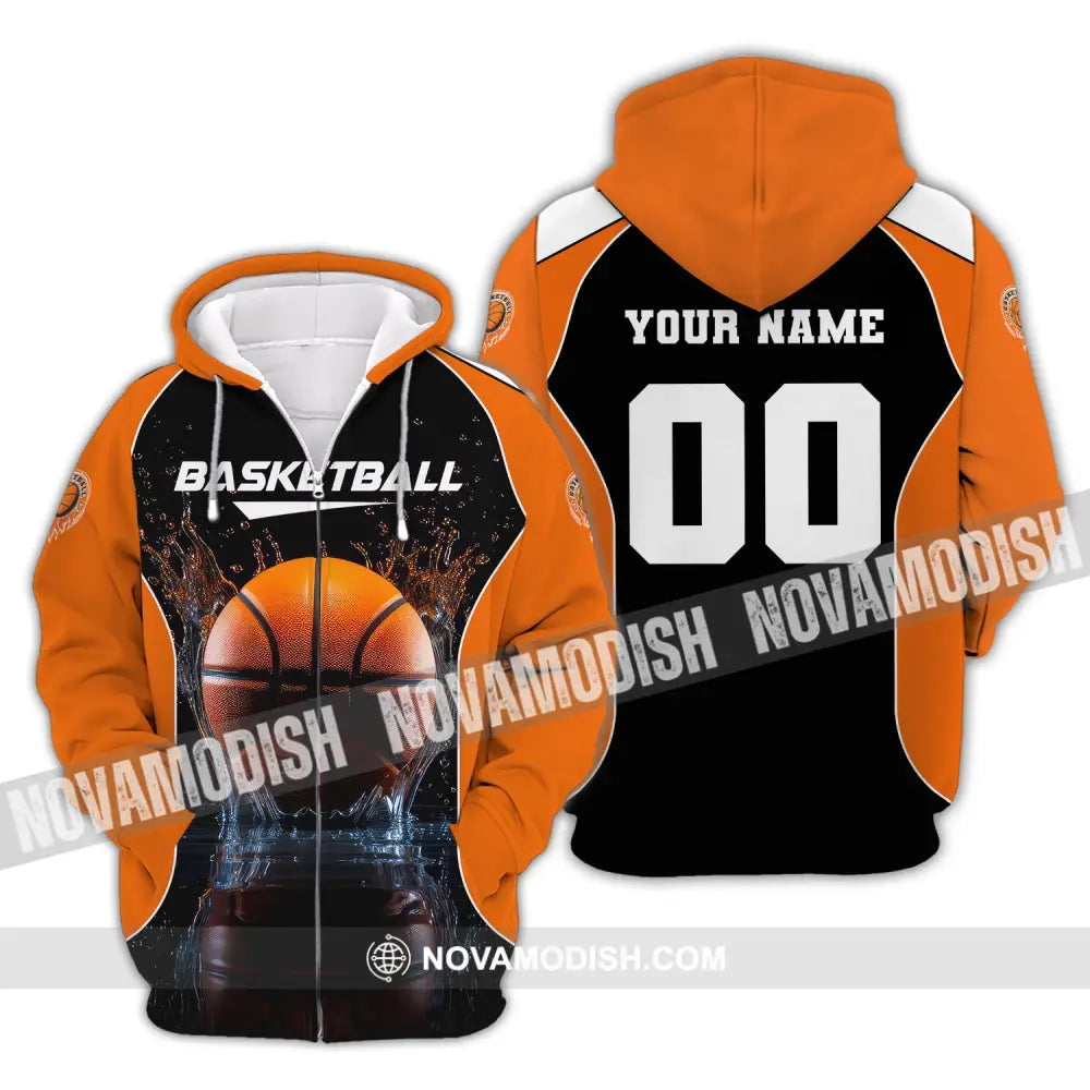 Unisex Shirt Custom Name Basketball T-Shirt Gift For Player Zipper Hoodie / S