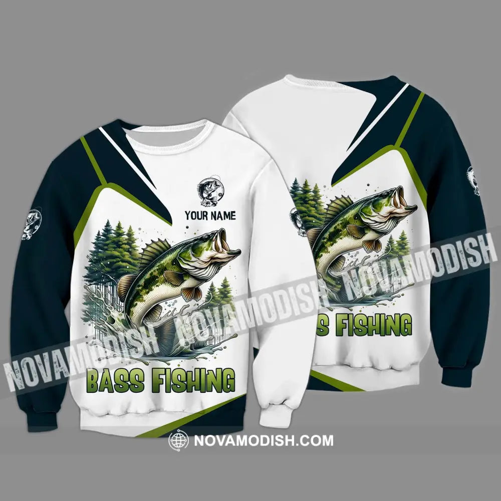 Unisex Shirt - Custom Name Bass Fishing Shirt Lake In The Forest Long Sleeve / S T-shirt