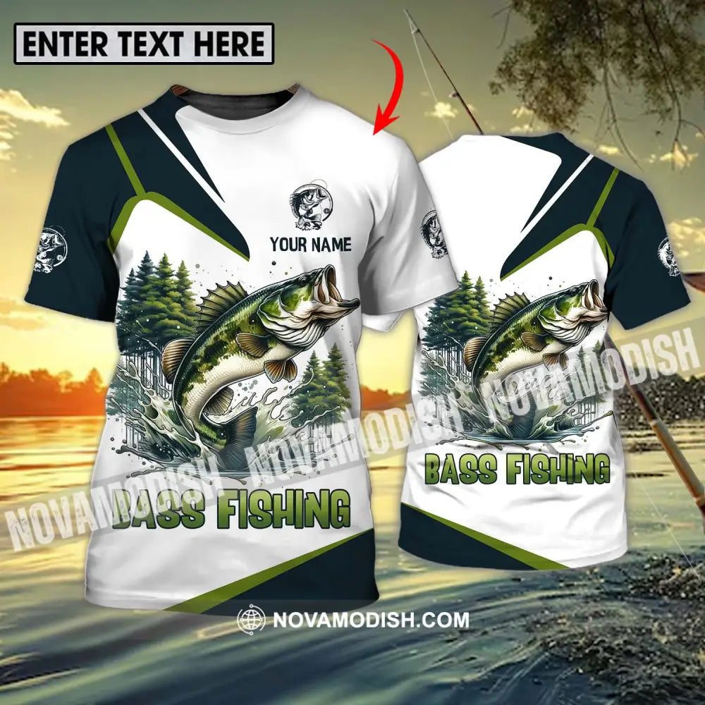 Unisex Shirt - Custom Name Bass Fishing Shirt Lake In The Forest T-shirt