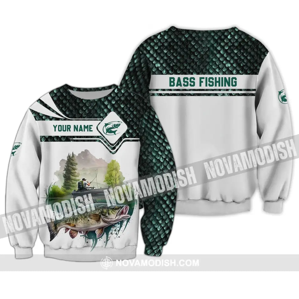 Unisex Shirt - Custom Name Bass Fishing Lake Shirt Long Sleeve / S T-shirt
