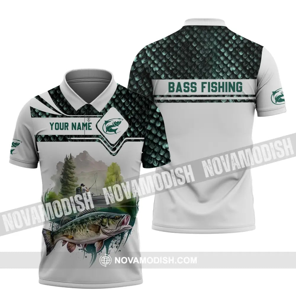 Unisex Shirt - Custom Name Bass Fishing Lake Shirt Polo Shirt / S T-shirt
