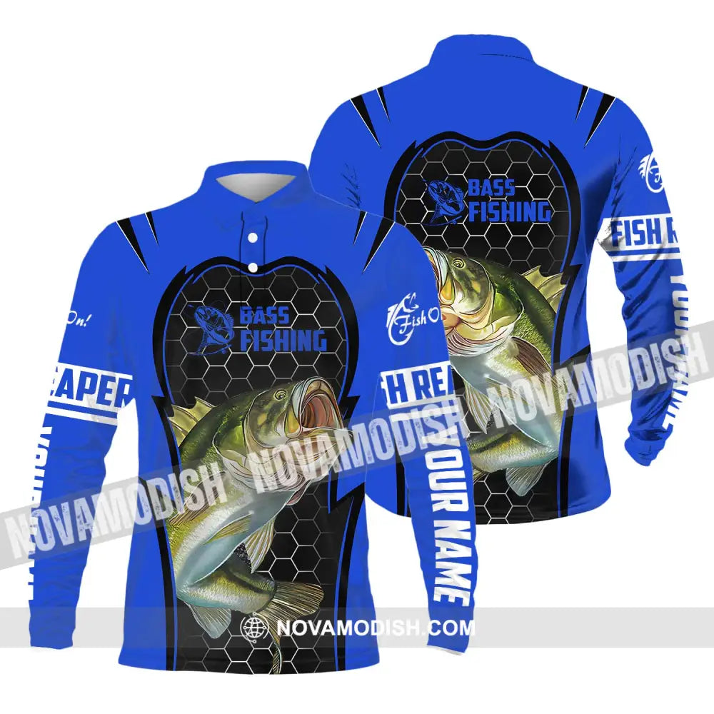 Unisex Shirt - Custom Name Bass Fishing Shirt Long Sleeve Polo / S T-shirt