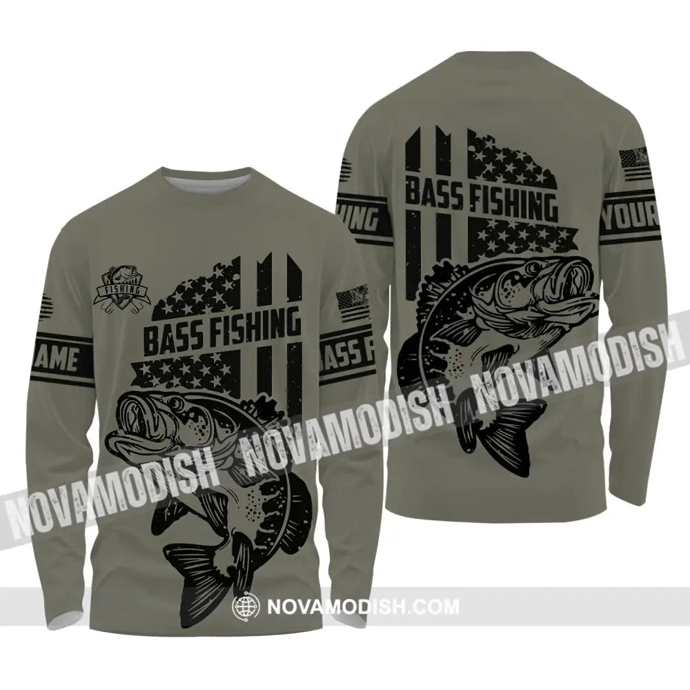 Unisex Shirt - Custom Name Bass Fishing Shirt Long Sleeve Shirt / S T-shirt