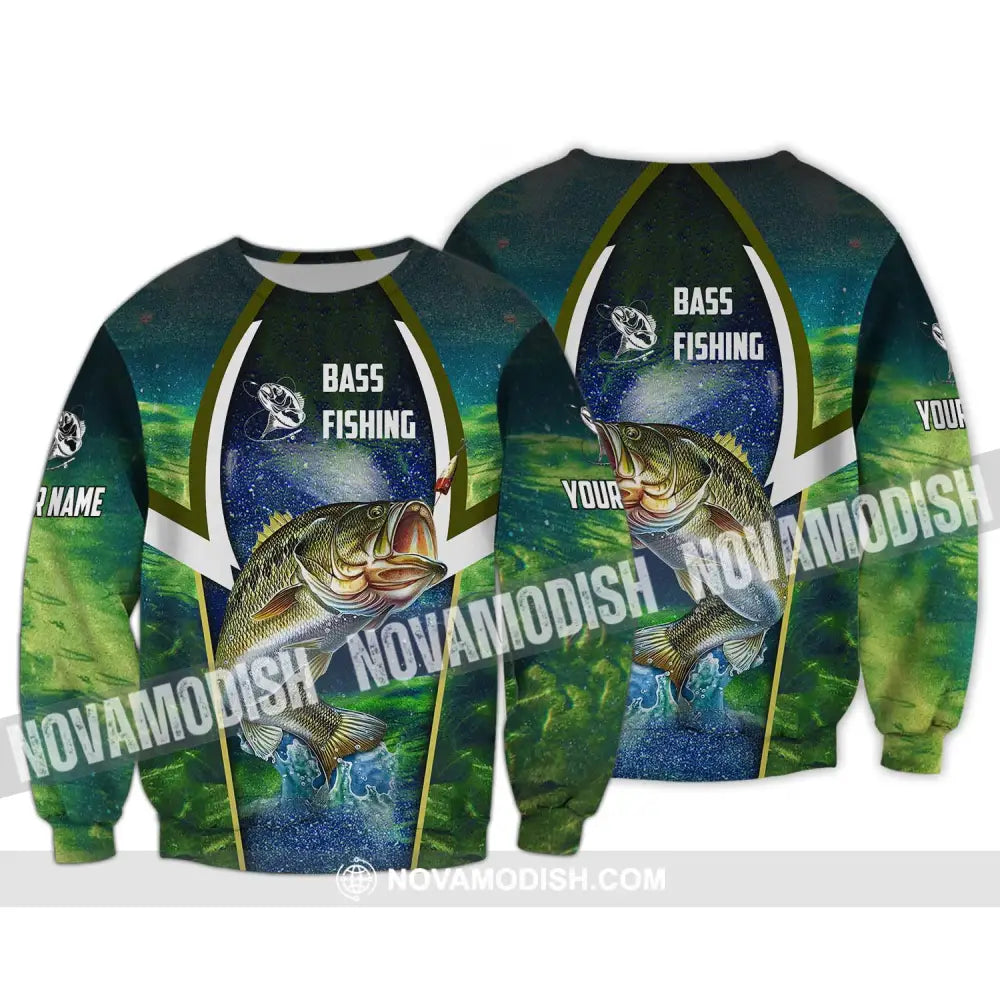 Unisex Shirt - Custom Name Bass Fishing Shirt Long Sleeve / S T-shirt
