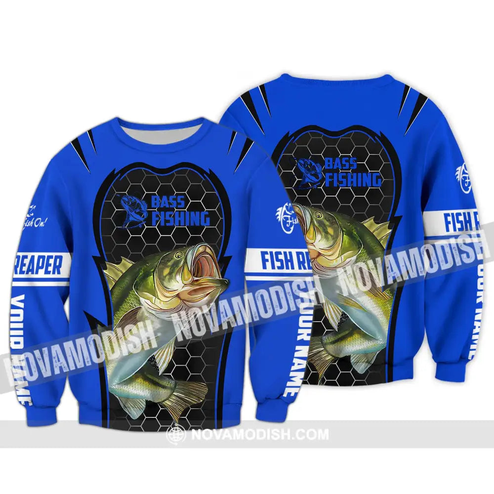 Unisex Shirt - Custom Name Bass Fishing Shirt Long Sleeve / S T-shirt