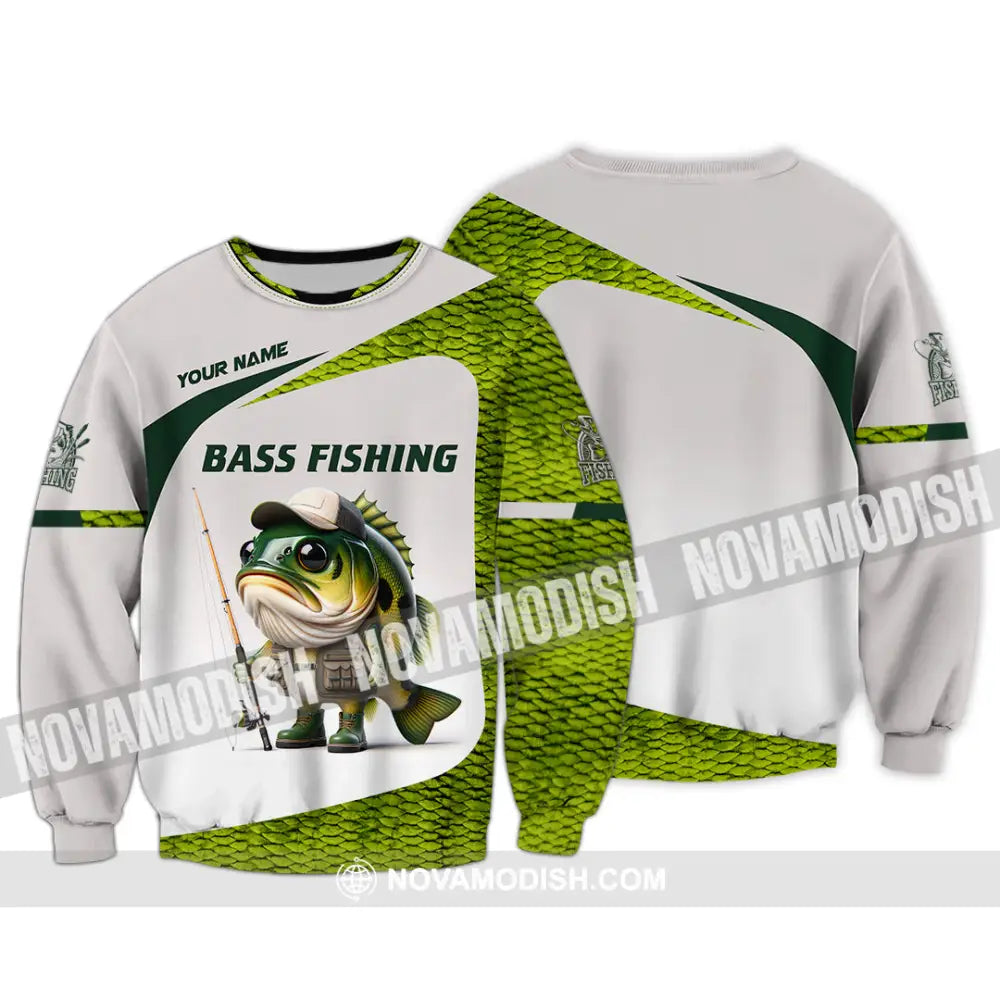 Unisex Shirt Custom Name Bass Fishing Lover Hoodie Long Sleeve / S T-Shirt