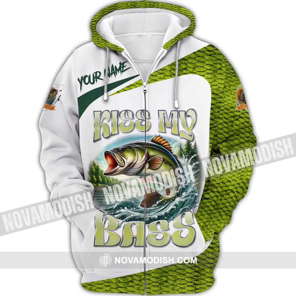 Unisex Shirt Custom Name Bass Fishing Lover Hoodie Polo Long Sleeve Zipper / S T-Shirt