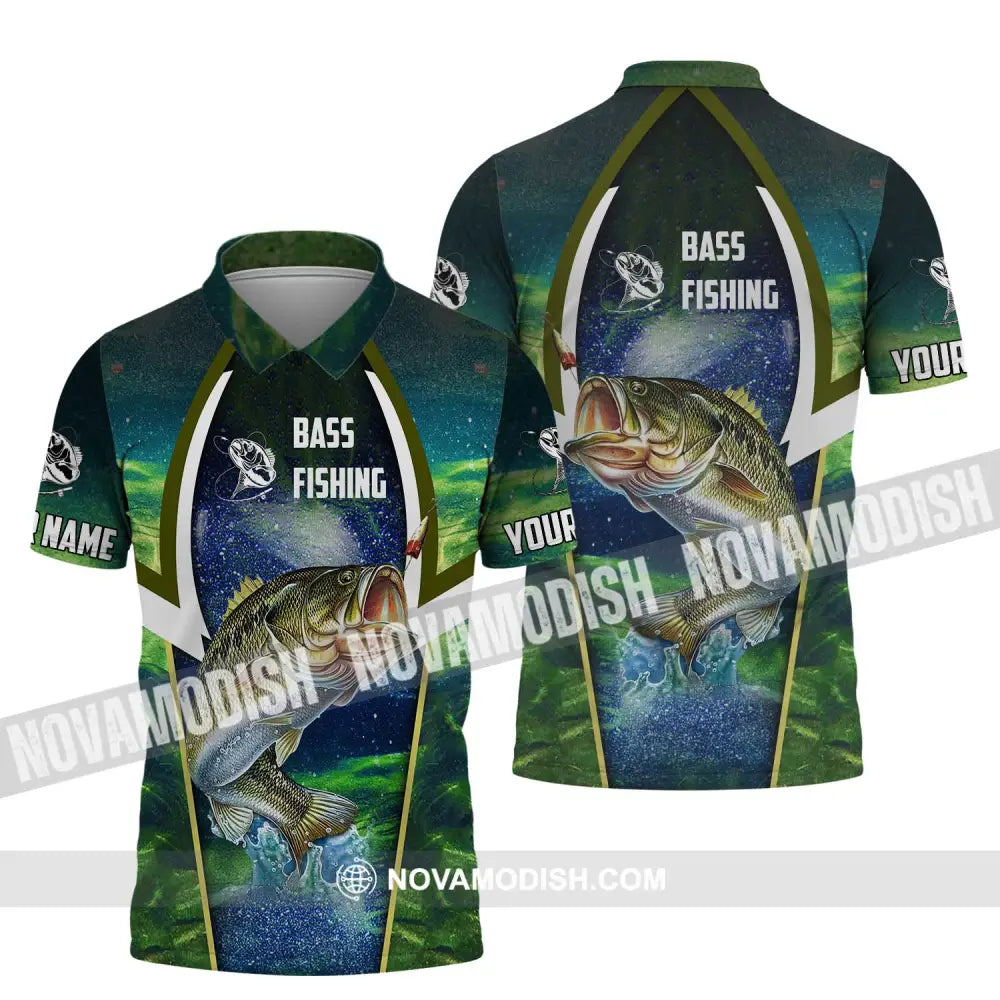 Unisex Shirt - Custom Name Bass Fishing Shirt Polo Shirt / S T-shirt