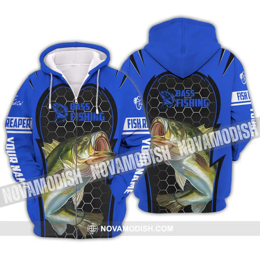 Unisex Shirt - Custom Name Bass Fishing Shirt Zipper Hoodie / S T-shirt