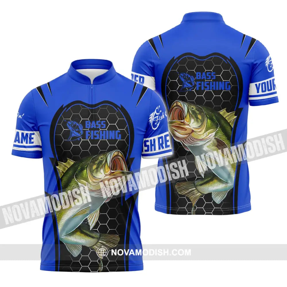 Unisex Shirt - Custom Name Bass Fishing Shirt Zipper Polo Shirt / S T-shirt