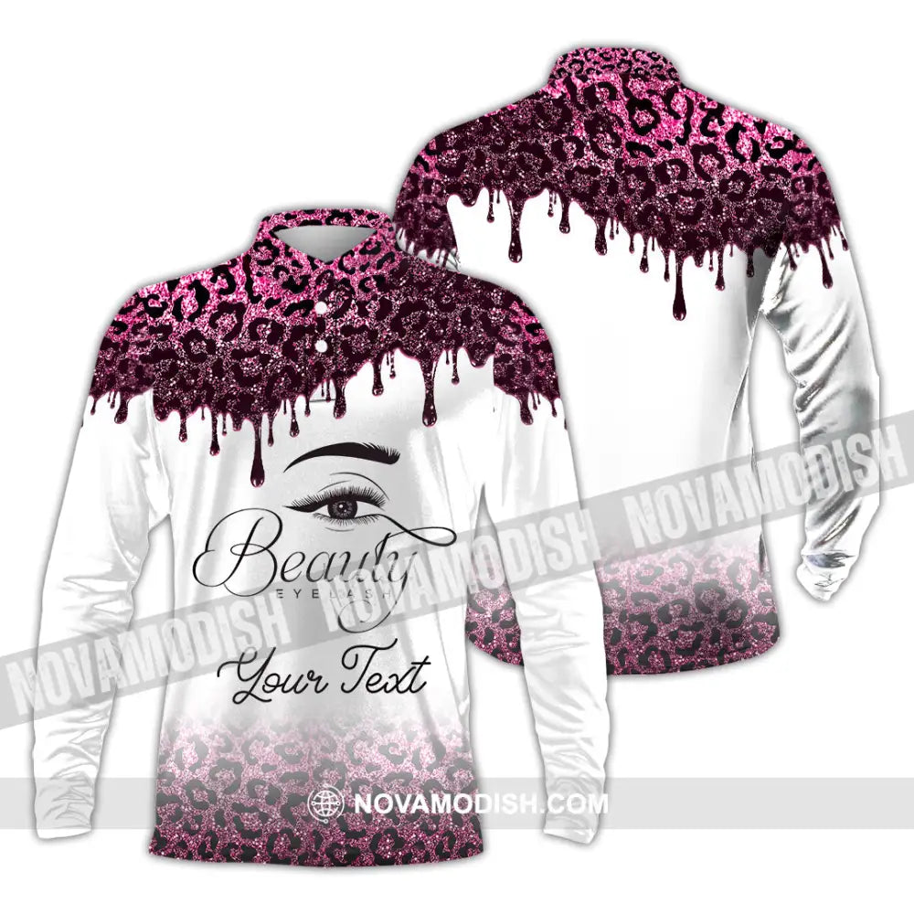 Unisex Shirt - Custom Name Shirt Beautiful Eyelash Long Sleeve Polo / S T-shirt