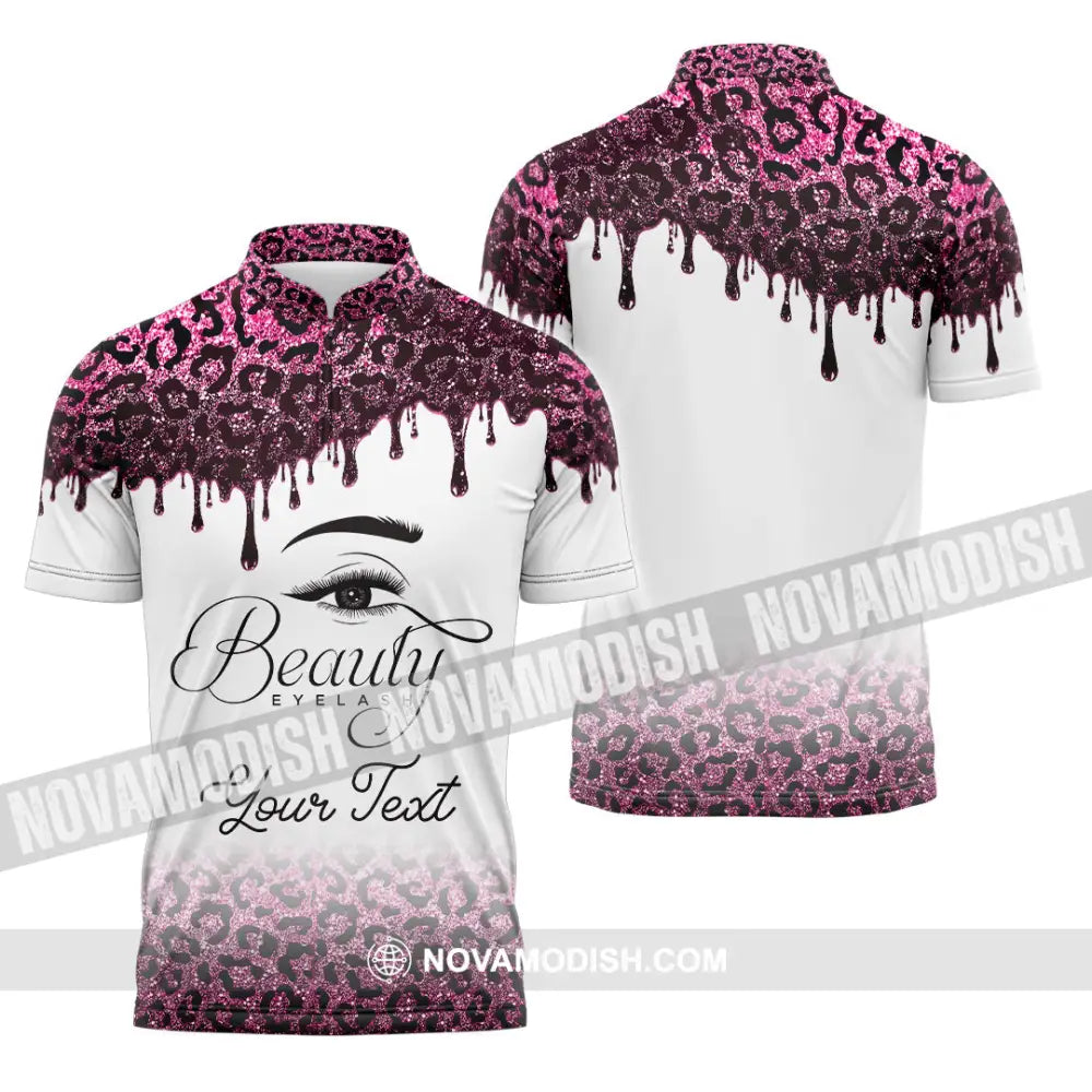 Unisex Shirt - Custom Name Shirt Beautiful Eyelash Zipper Polo Shirt / S T-shirt