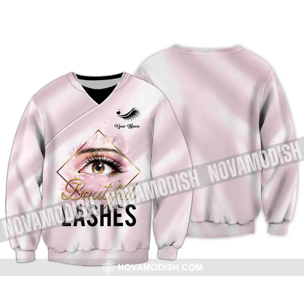 Unisex Shirt - Custom Name Beautiful Lashes Shirt Long Sleeve / S T-shirt