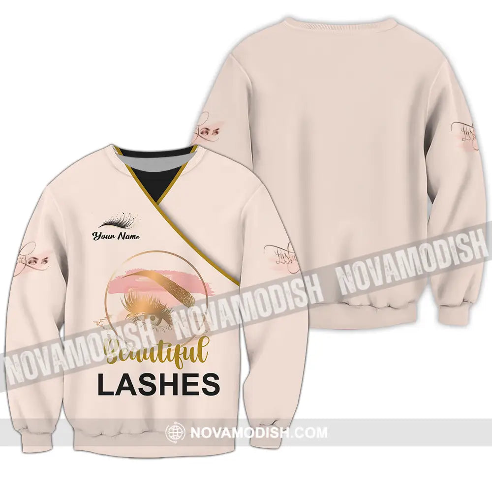 Unisex Shirt - Custom Name Shirt Beautiful Lashes Long Sleeve / S T-shirt