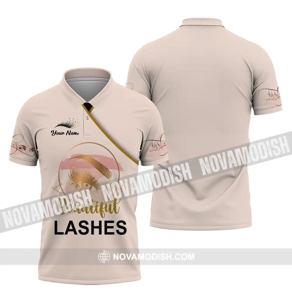 Unisex Shirt - Custom Name Shirt Beautiful Lashes Polo Shirt / S T-shirt