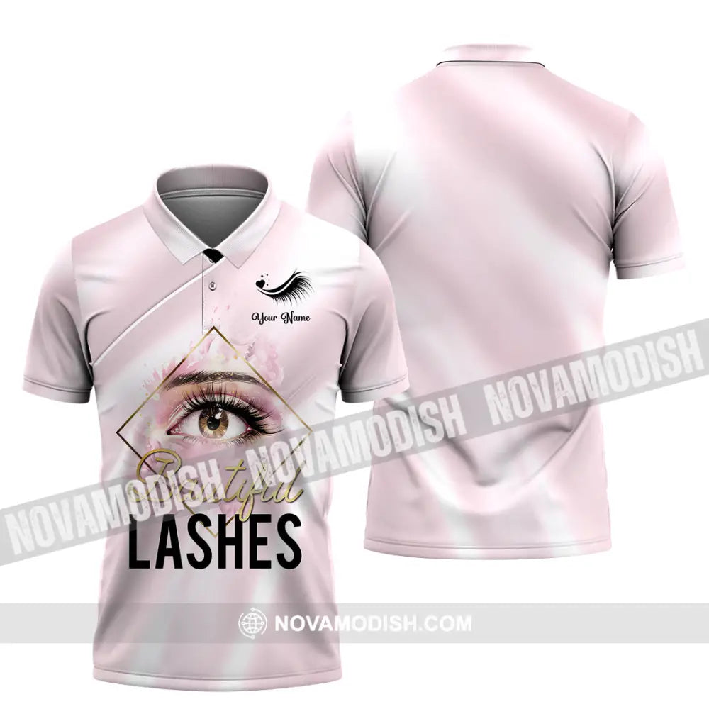Unisex Shirt - Custom Name Beautiful Lashes Shirt Polo Shirt / S T-shirt