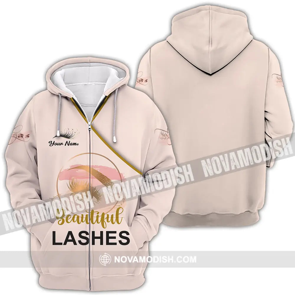 Unisex Shirt - Custom Name Shirt Beautiful Lashes Zipper Hoodie / S T-shirt