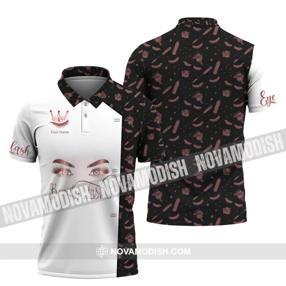 Unisex Shirt - Custom Name Beauty Lashes Shirt Polo Shirt / S T-shirt