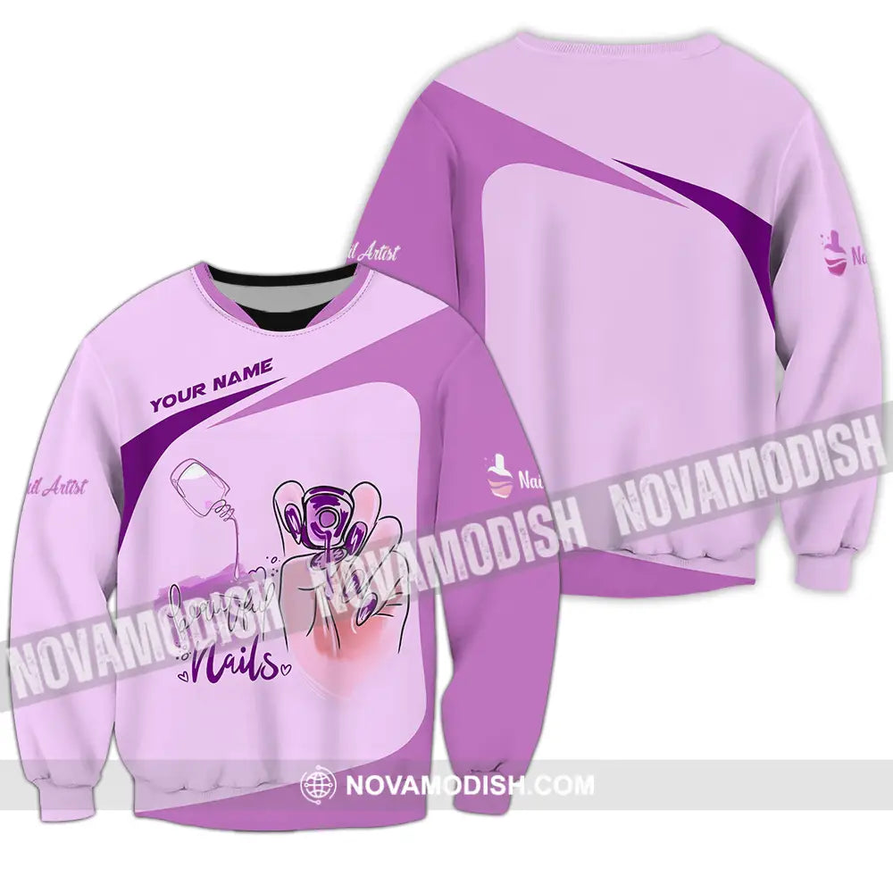 Unisex Shirt - Custom Name Shirt Beauty Nails Artist Long Sleeve / S T-shirt