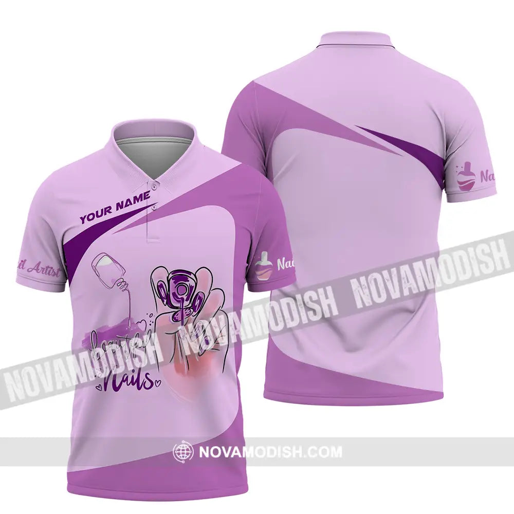 Unisex Shirt - Custom Name Shirt Beauty Nails Artist Polo Shirt / S T-shirt