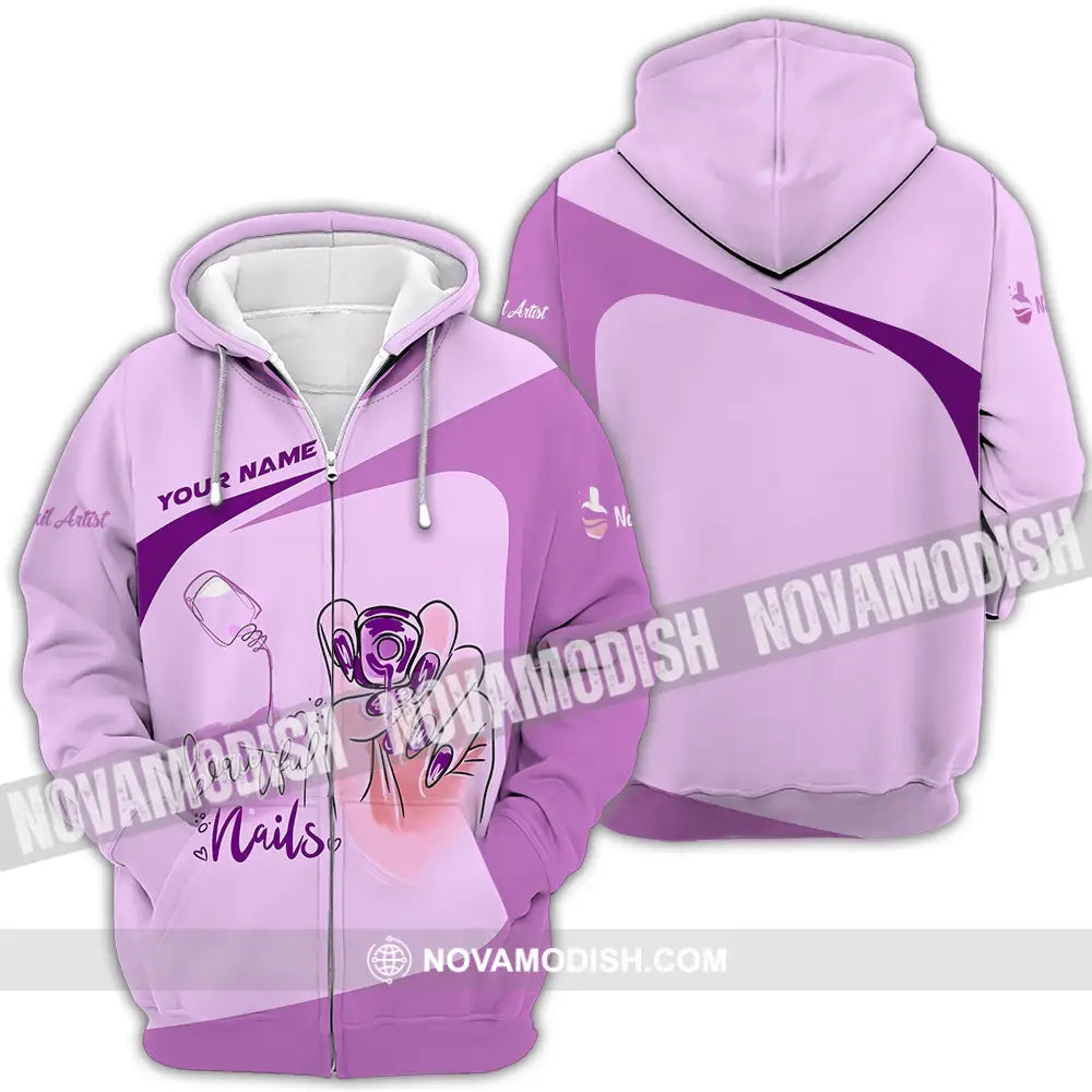 Unisex Shirt - Custom Name Shirt Beauty Nails Artist Zipper Hoodie / S T-shirt