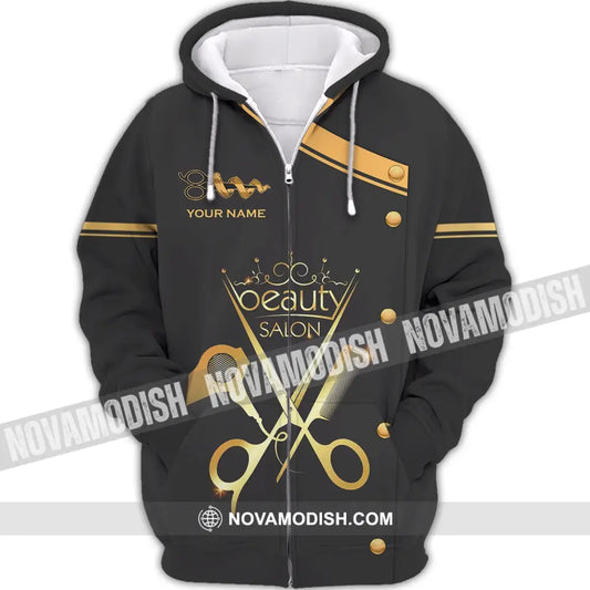 Unisex Shirt - Custom Name Shirt - Beauty Salon Gift For Hairdresser Zipper Hoodie / S T-shirt