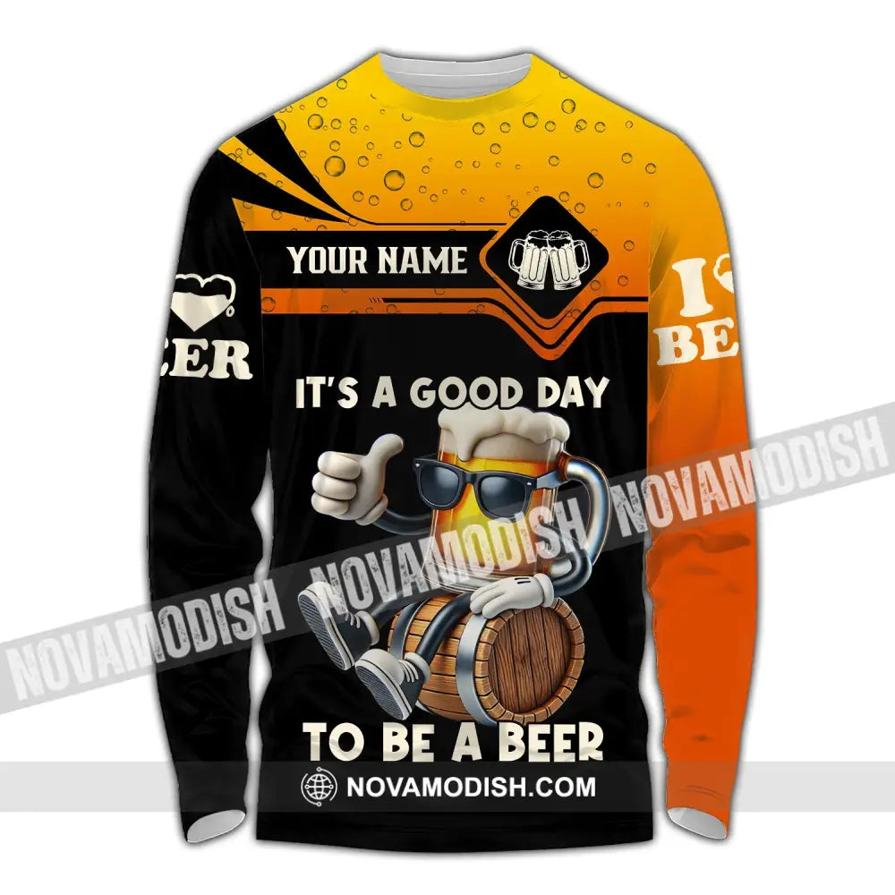 Unisex Shirt Custom Name Beer Gift For Lover Long Sleeve / S T-Shirt