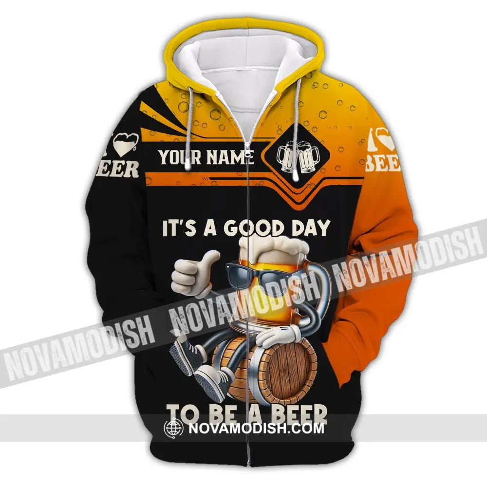 Unisex Shirt Custom Name Beer Gift For Lover Zipper Hoodie / S T-Shirt