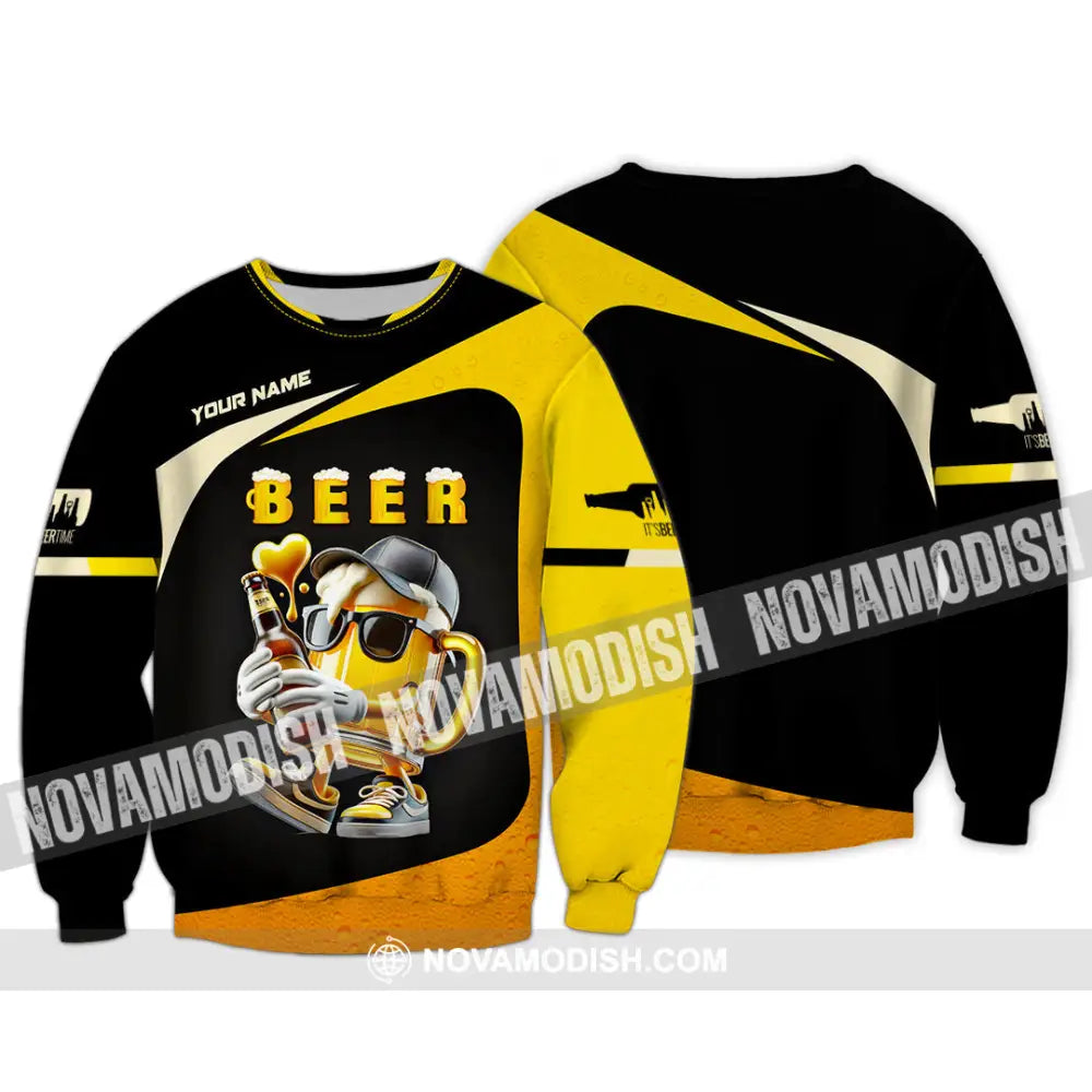 Unisex Shirt Custom Name Beer Polo Long Sleeve / S T-Shirt