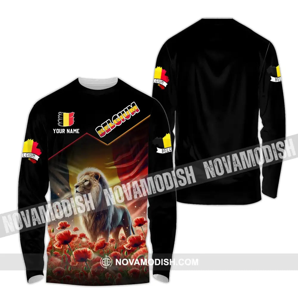 Unisex Shirt - Custom Name Belgium National Team Euro 2024 Long Sleeve / S T-Shirt